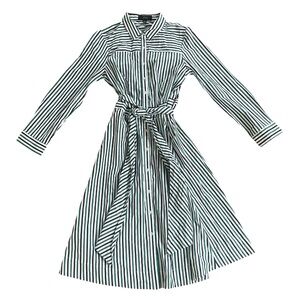 J Crew Striped Tie Waist Shirt Dress Size 6 Coastal Preppy Nautical NWT